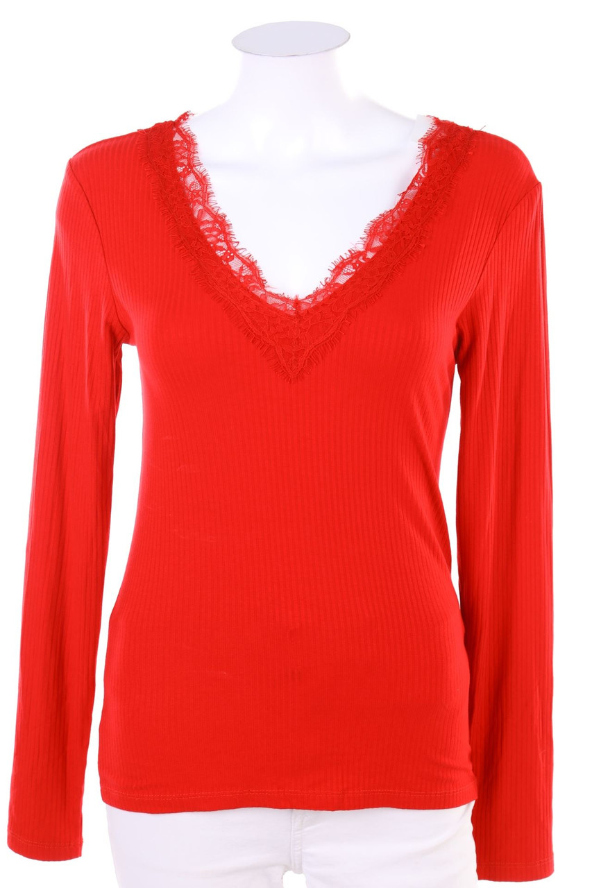AMISU - Longsleeve-Shirt mit Spitze - M