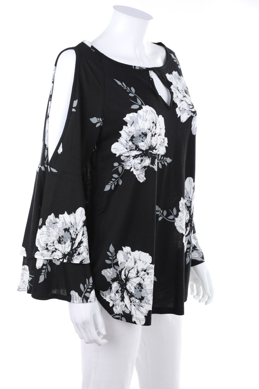 LASCANA - Print-Volant-Bluse mit Cut-outs - D 36-38