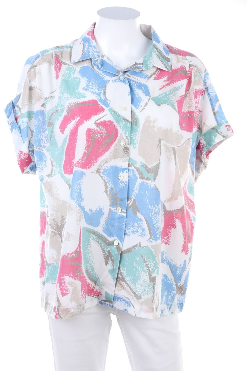 RUSS TOGS - Kurzarm-Bluse mit Blumen-Print - XL