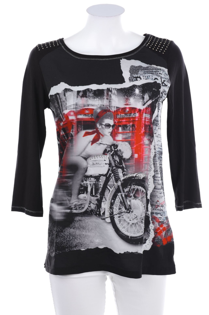 monari - Print-3/4-Arm-Shirt mit Strass-Steinen - D 36