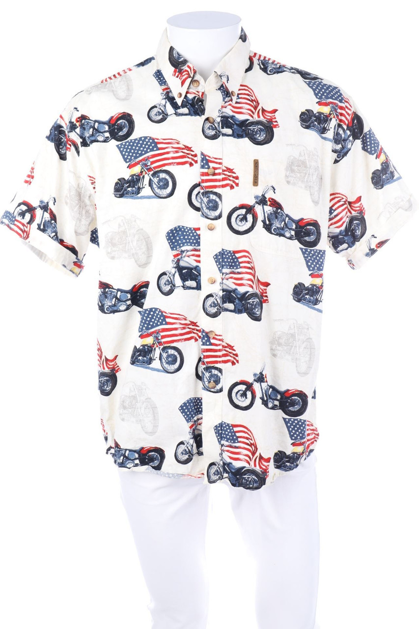 NORTH RIVER - Print-Kurzarm-Hemd mit Button-down-Kragen - L