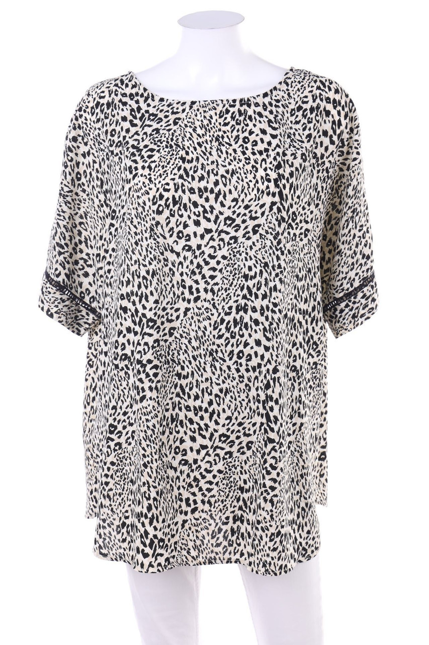 J D Williams - Kurzarm-Bluse mit Leo-Print - D 46