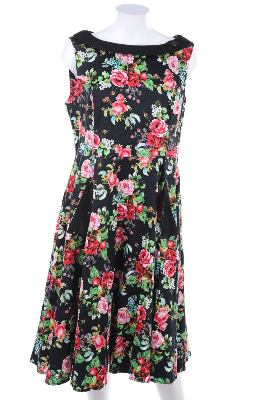 Hearts & Roses - Kleid im 60s-Style mit Blumen-Print - D 44