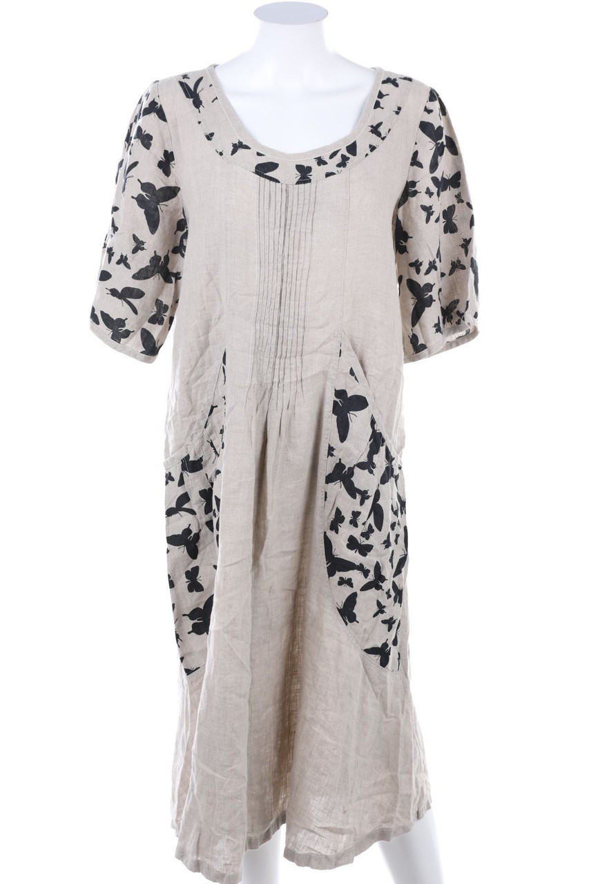 Bon Bon - Leinenkleid mit Print - XL