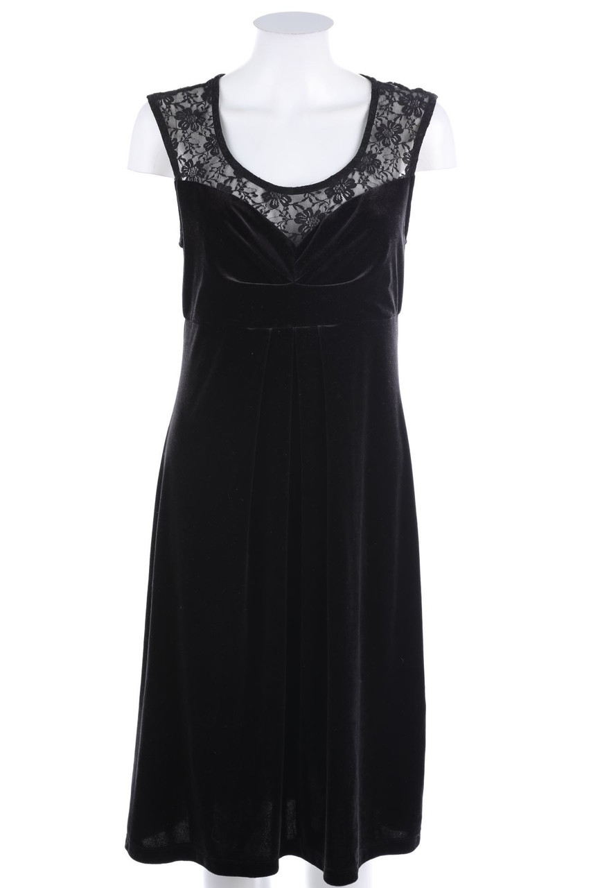 Ohne Label - Samt-Kleid mit Spitze - D 36