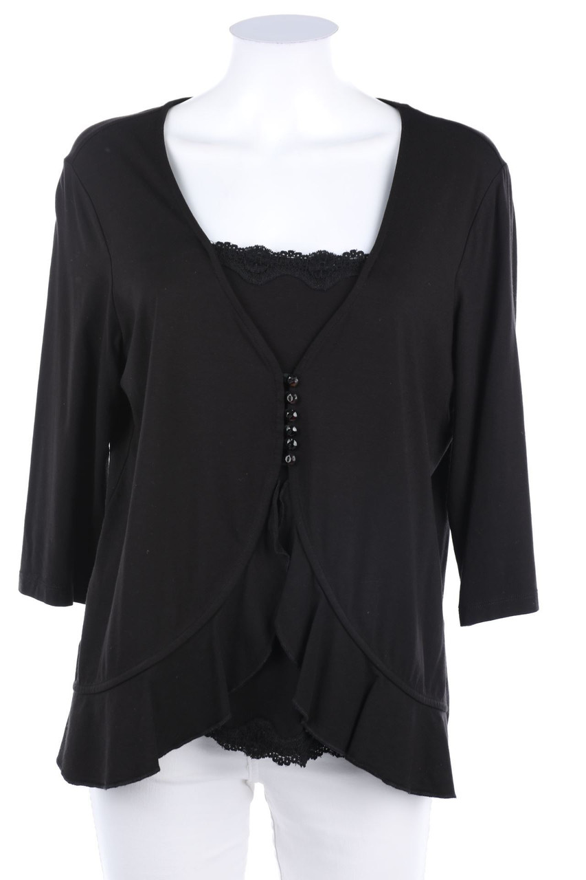 FRANK WALDER - 3/4-Arm-Shirt im Layer Look mit Spitze - D 44