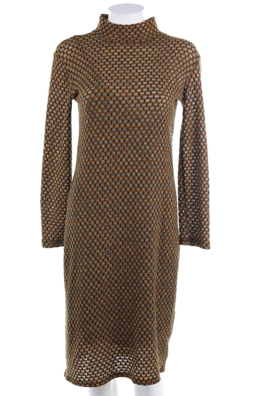 ZARA TRF - Muster-Kleid mit Metallic-Effekt - M