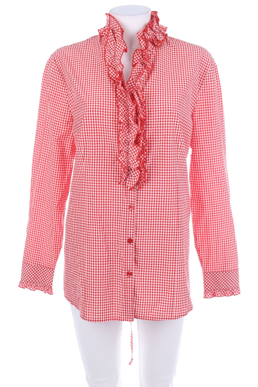 CLARINA COLLECTION - Karo-Bluse mit Rüschen - D 44