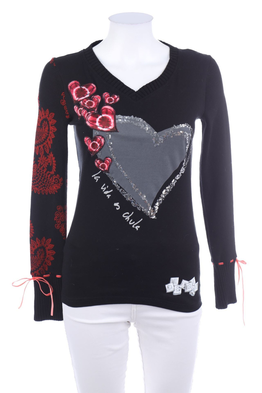 Desigual - Longsleeve-Shirt mit Pailletten - XS