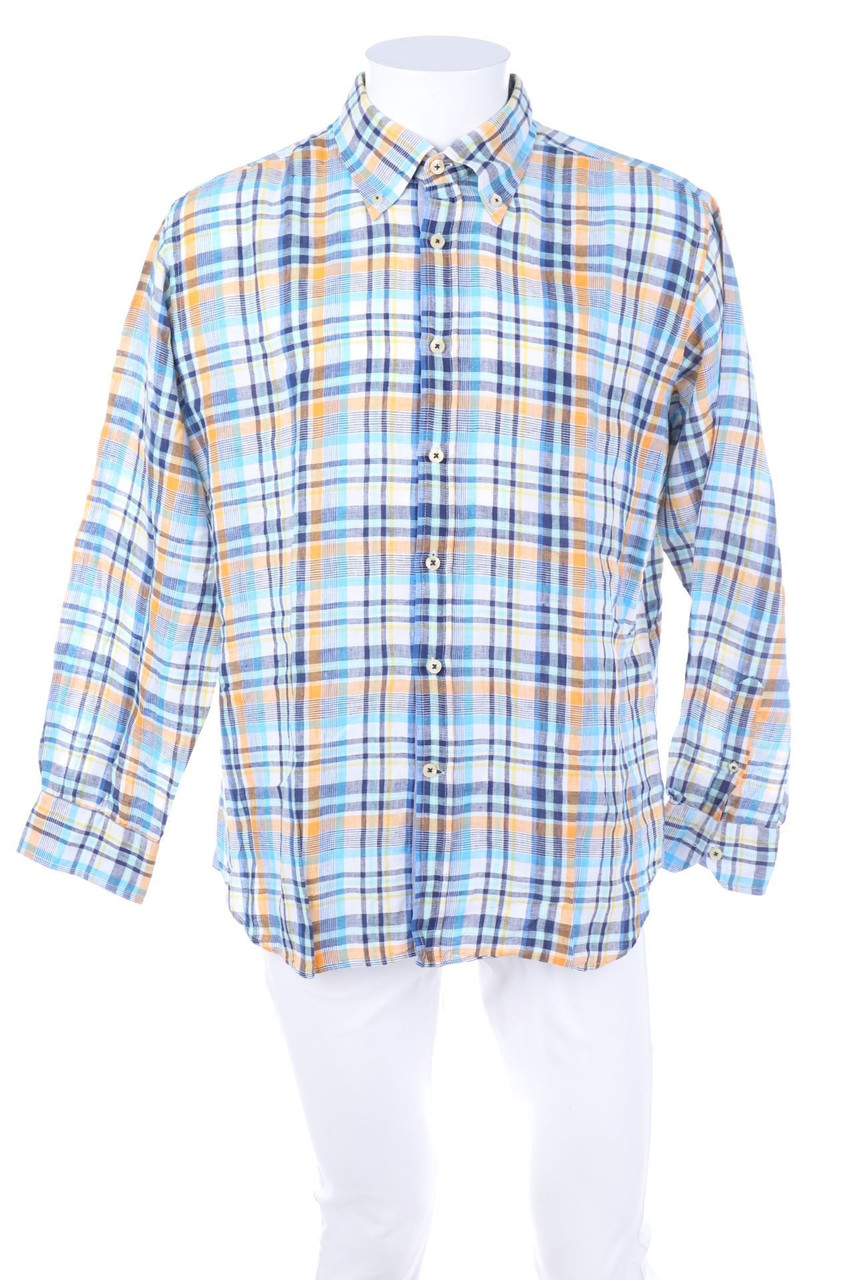 Francesco Fabbri - kariertes Button-down-Hemd aus Leinen - XXXXL
