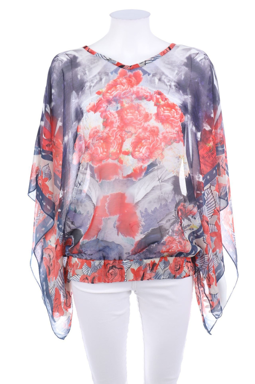 Ohne Label - Chiffon-Bluse mit Print - L