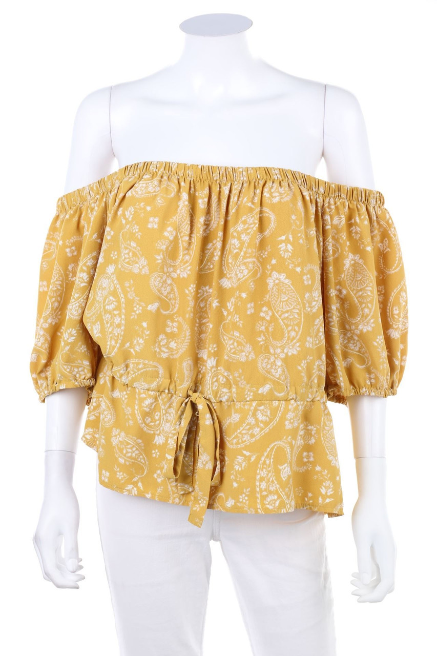 Ohne Label - Carmen-Bluse mit floralem Muster - L