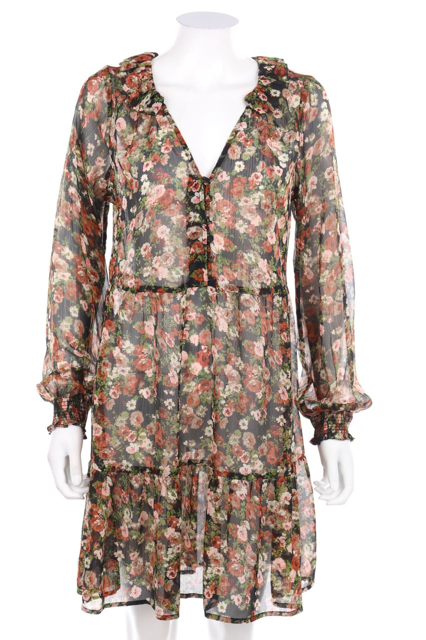 MANGO - Chiffon-Kleid mit Blumen-Print - M