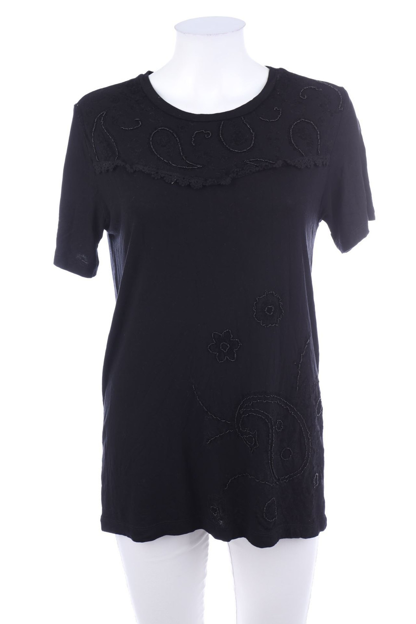 Desigual - Kurzarm-Shirt mit Flock-Print - M