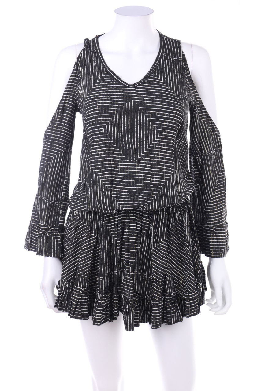 Just Paul - Cold-Shoulder-Glitzer-Minikleid mit Muster - D 36