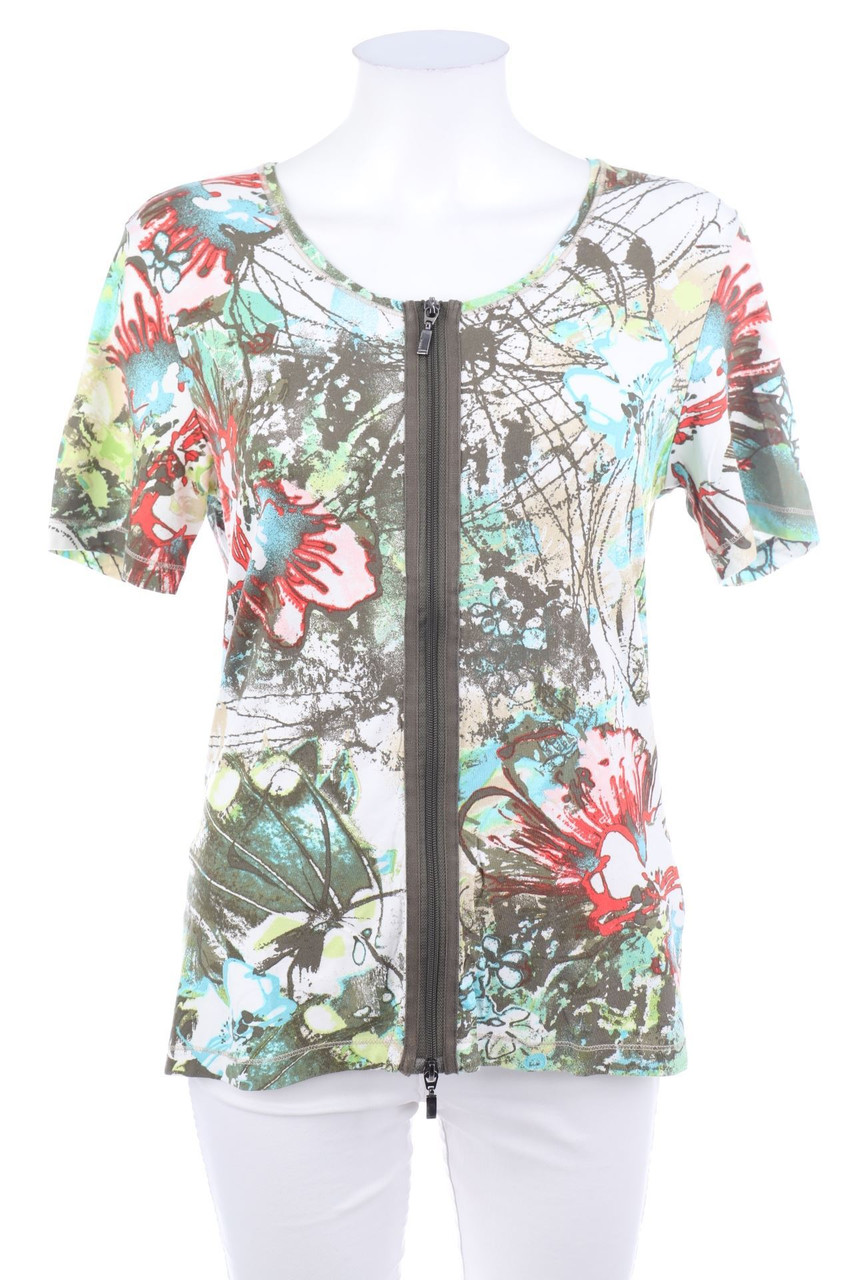 GERRY WEBER - Kurzarm-Shirt mit Reißverschluss - D 38