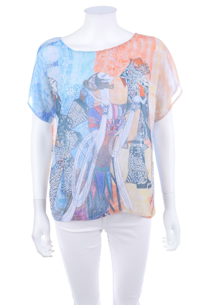 Geisha - Kurzarm-Bluse mit Print - L