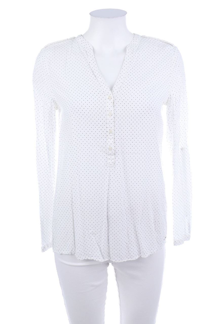ESPRIT - Polka Dot-Bluse aus Viskose mit Krempel-Ärmeln - D 34