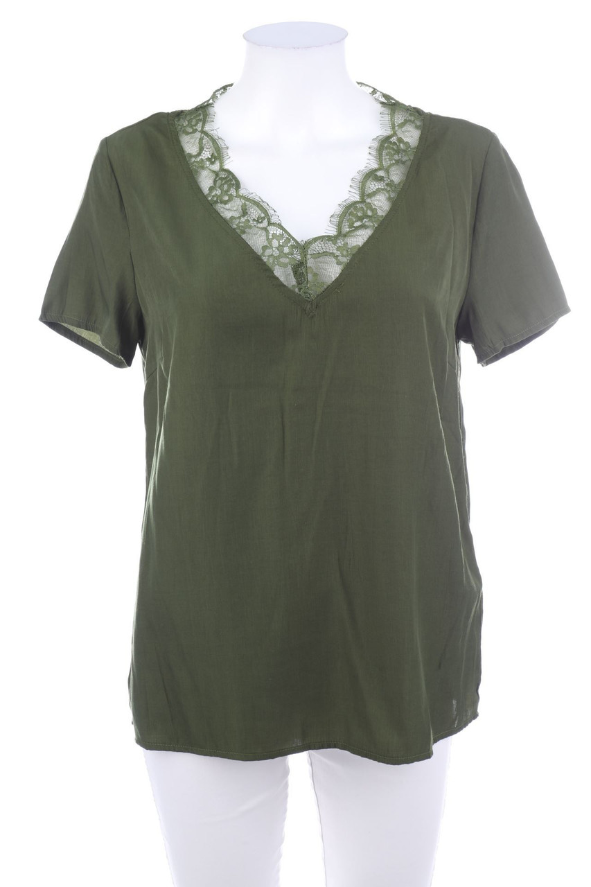 Noisy May - Kurzarm-Bluse mit Spitze - M