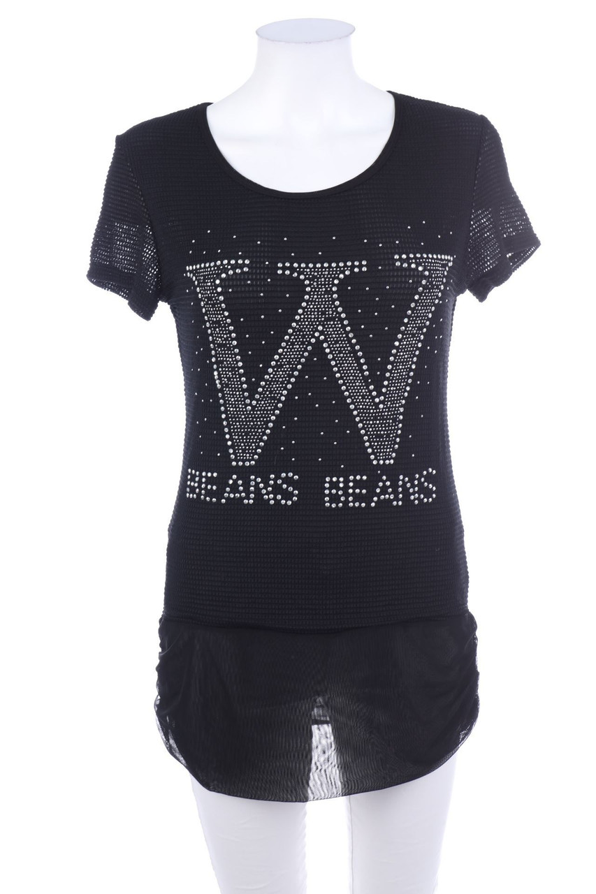 Metrofive - Kurzarm-Shirt mit Strass-Steinen - L