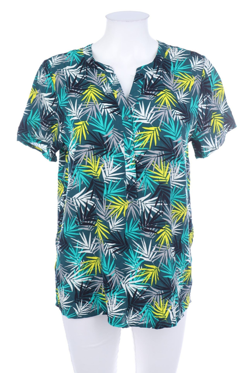 Ohne Label - Kurzarm-Bluse mit Print - M