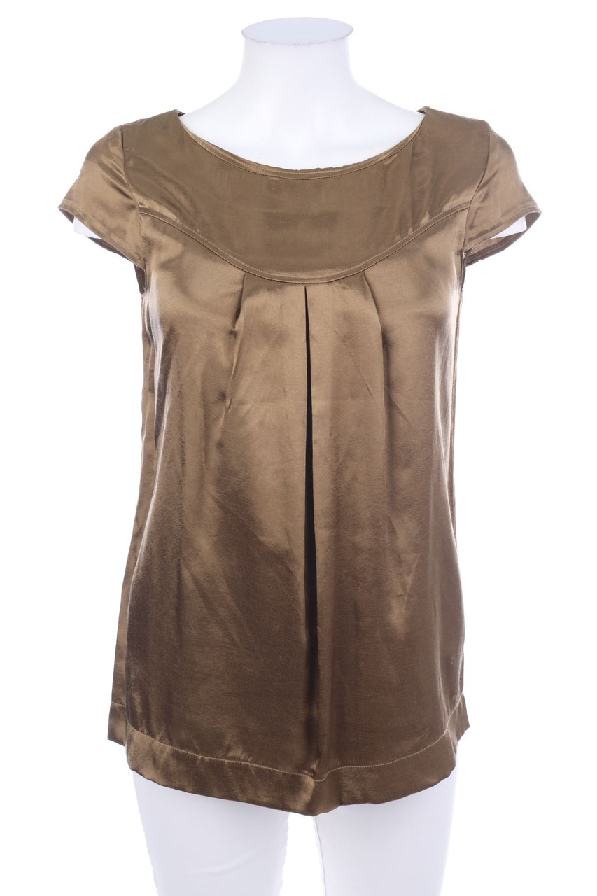 Ohne Label - Kurzarm-Bluse mit Metallic-Effekt - XS