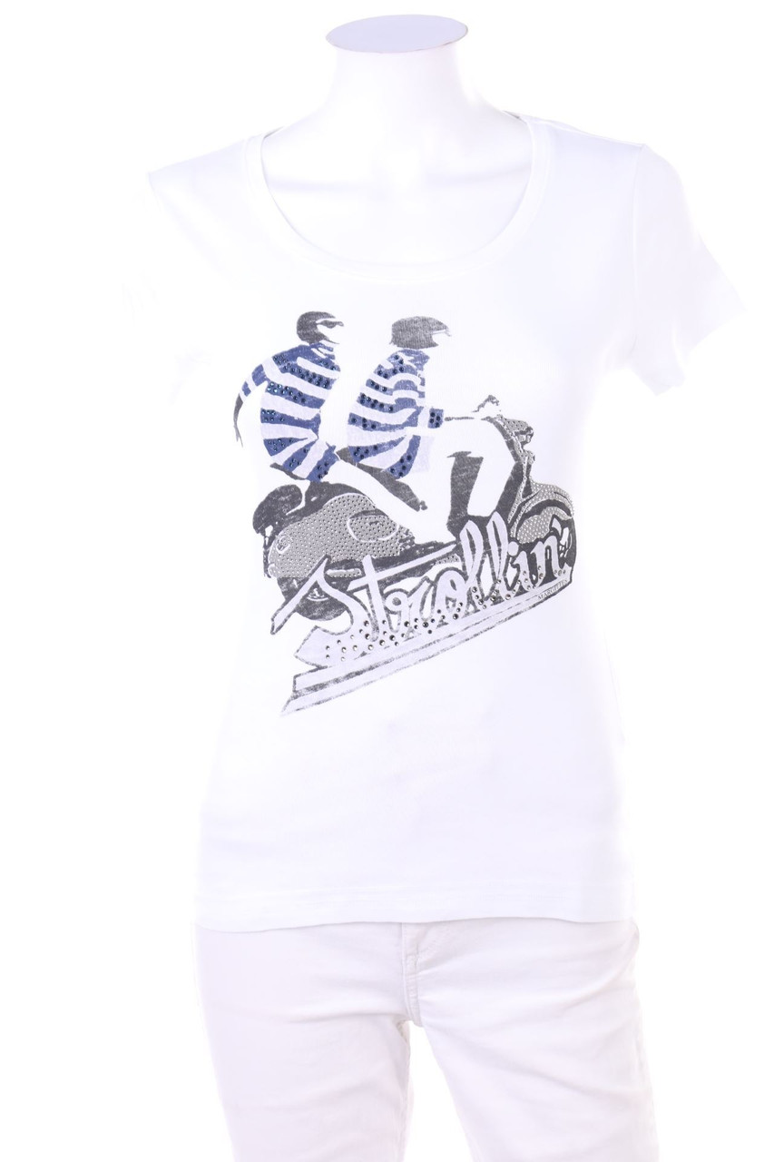 MARGITTES - Kurzarm-Shirt mit Strass-Steinen - XS