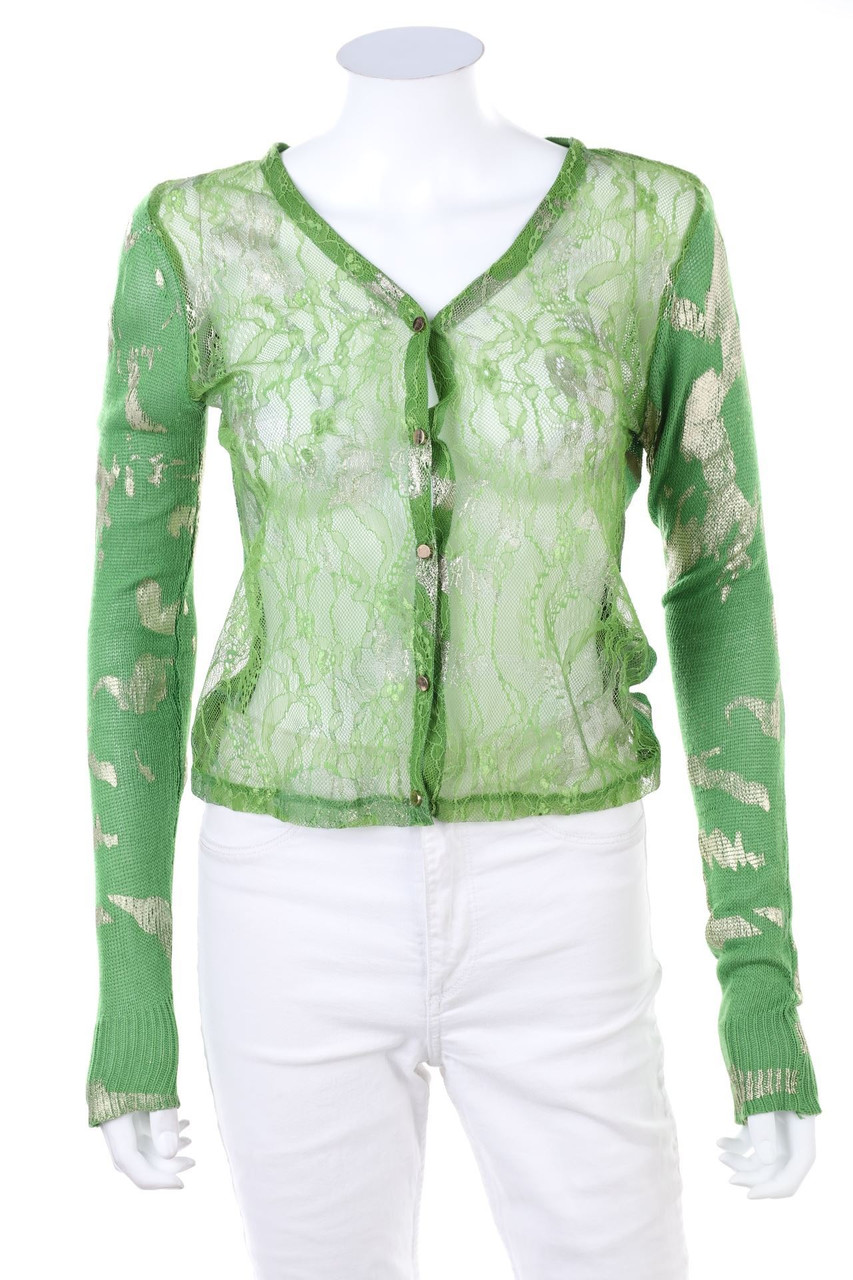 FRACOMINA - Spitzen-Cardigan mit Metallic-Effekt - S