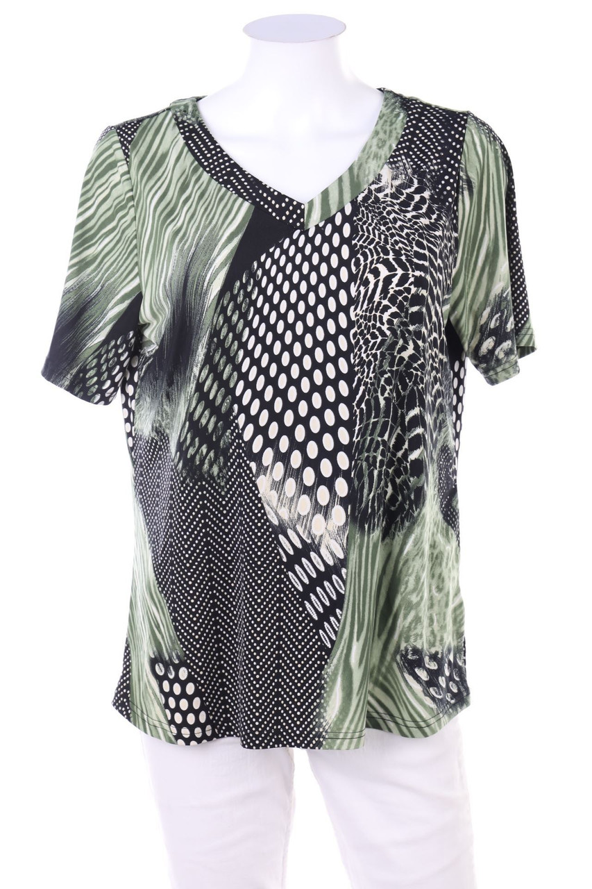 HELENA VERA - Kurzarm-Bluse mit Print - D 38