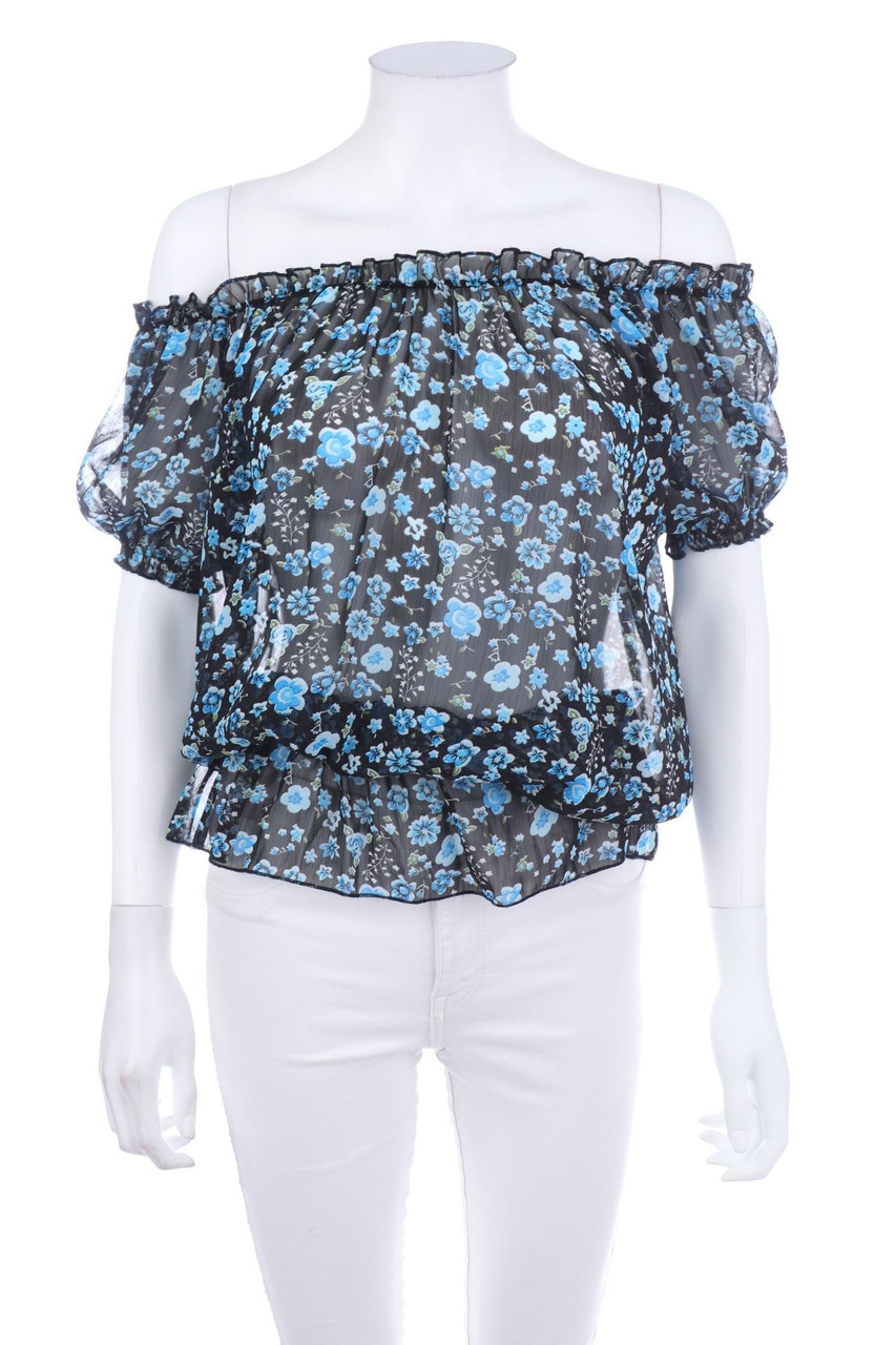 Ohne Label - Carmen-Bluse mit Blumen-Print - M