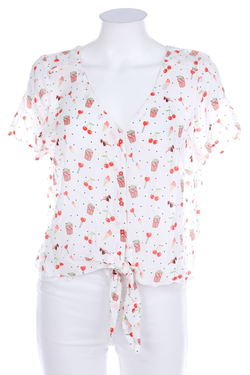 NAF NAF - Kurzarm-Bluse zum Knoten - D 42