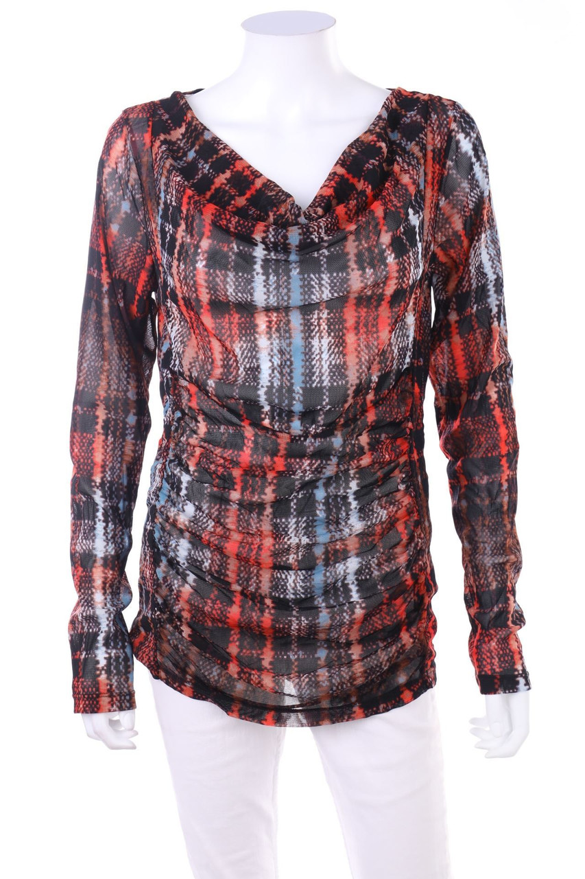 MEXX - Mesh-Longsleeve-Shirt mit Wasserfall-Ausschnitt - XXL