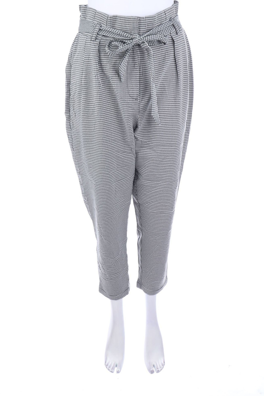 Ohne Label - Paperbag-Hose mit Karo-Muster - D 34-36