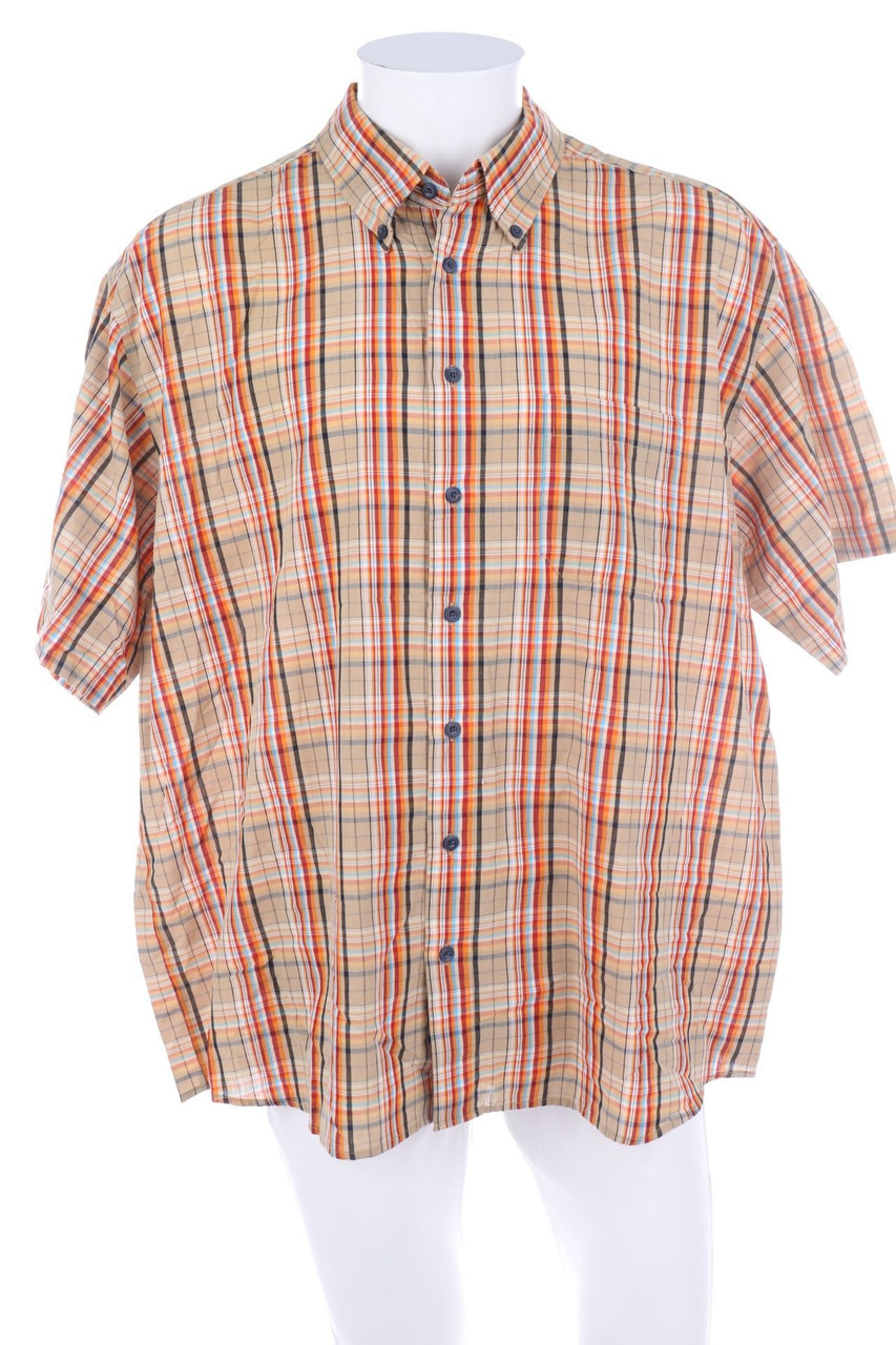 CLUB DAMINGO - Tartan-Kurzarm-Hemd mit Button-down-Kragen - XXL