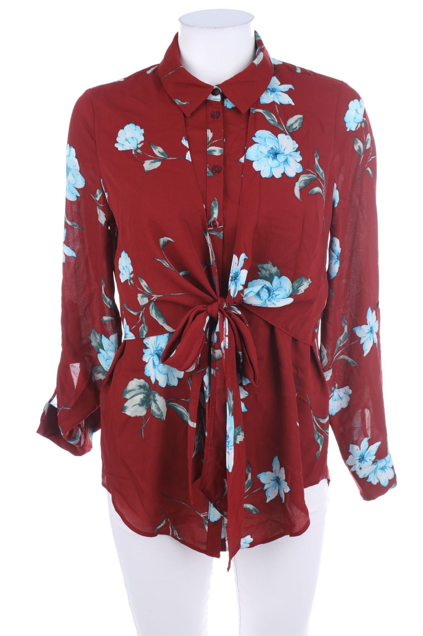 Ohne Label - Bluse mit Blumen-Print zum Knoten - M