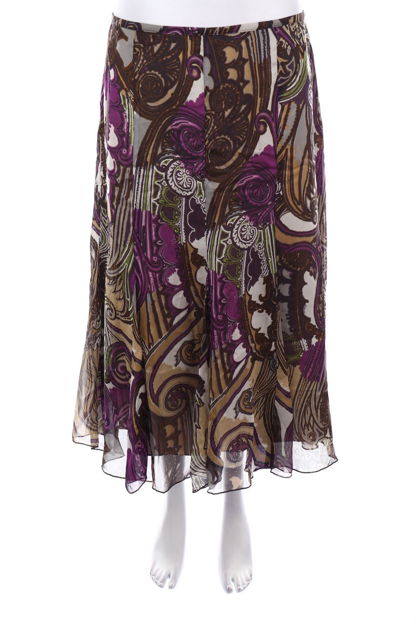 GERRY WEBER - Godet-Midi-Seiden-Rock mit floralem Muster - D 40