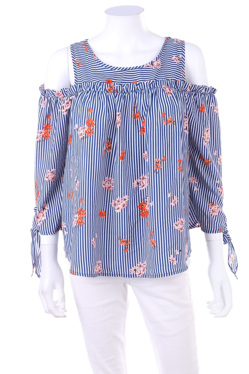 SIENNA SKY - Cold-Shoulder-Streifen-Bluse mit Blumen-Print - M