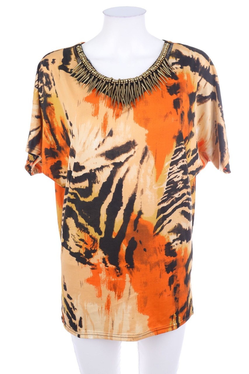 Ambitionfly - Print-Batwing-Shirt mit Applikationen - XXL