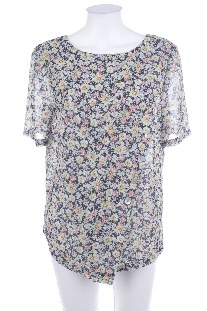 Ohne Label - Kurzarm-Bluse mit Blumen-Print - XL