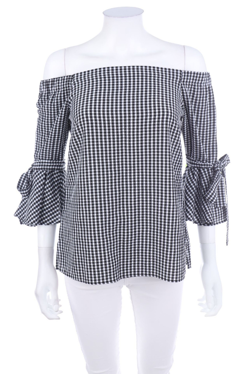 H&M - Karo-Carmen-Bluse - D 42