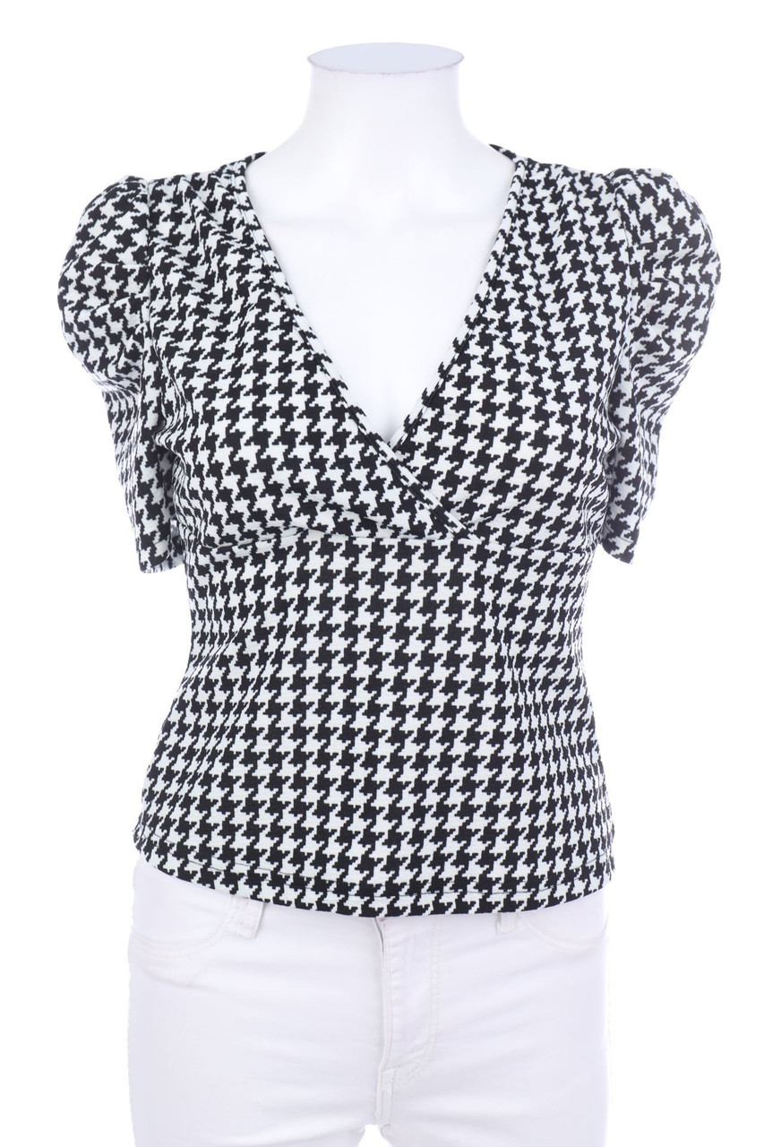 SHEIN - Kurzarm-Shirt in Wickel-Optik mit Puffärmeln - M