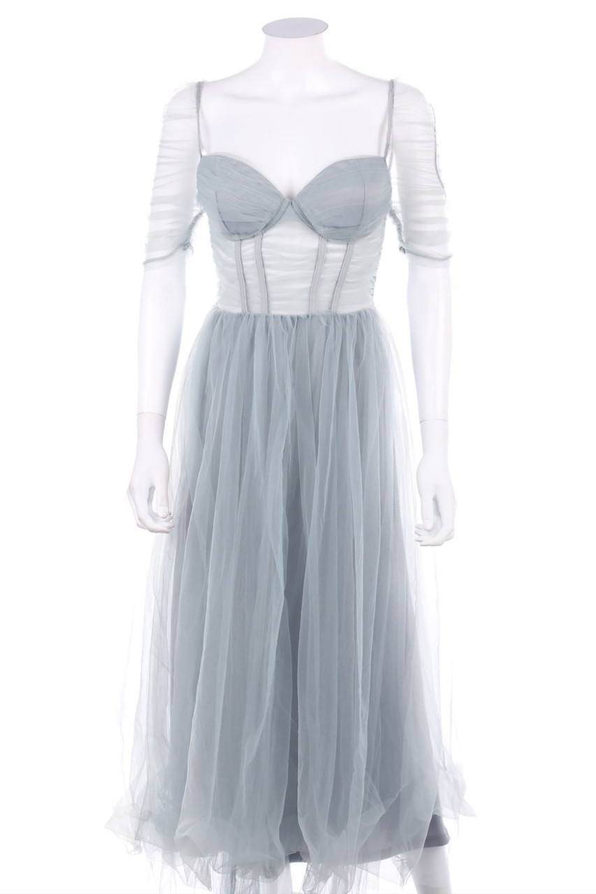 SHEIN - Mesh-Abendkleid mit Raffungen - S