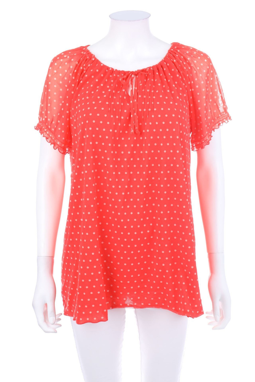 s.Oliver - Mesh-Kurzarm-Bluse mit Polka Dots - D 42