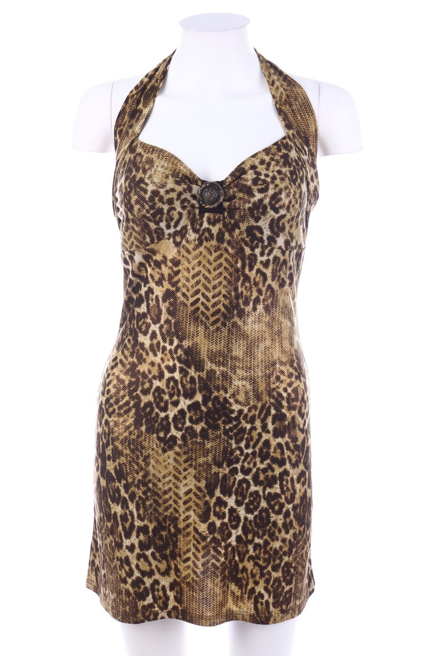 Rensix Rose - Neckholder-Kleid mit Leo-Print - XS
