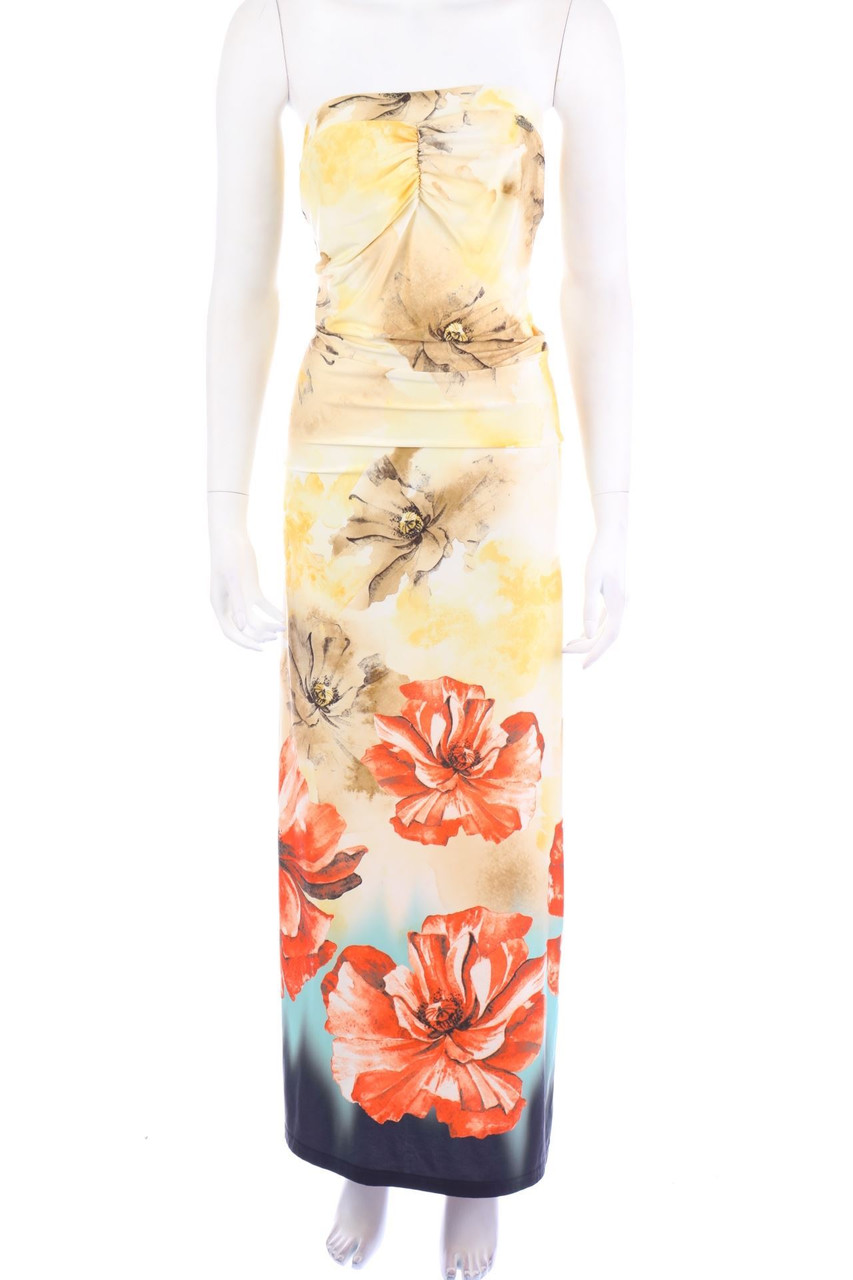 Blue Nature - Maxi-Kleid mit Blumen-Print - M