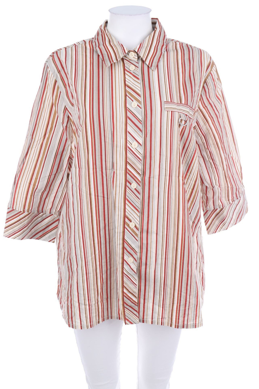 Ohne Label - Streifen-Hemd-Bluse mit 3/4-Ärmel - D 46