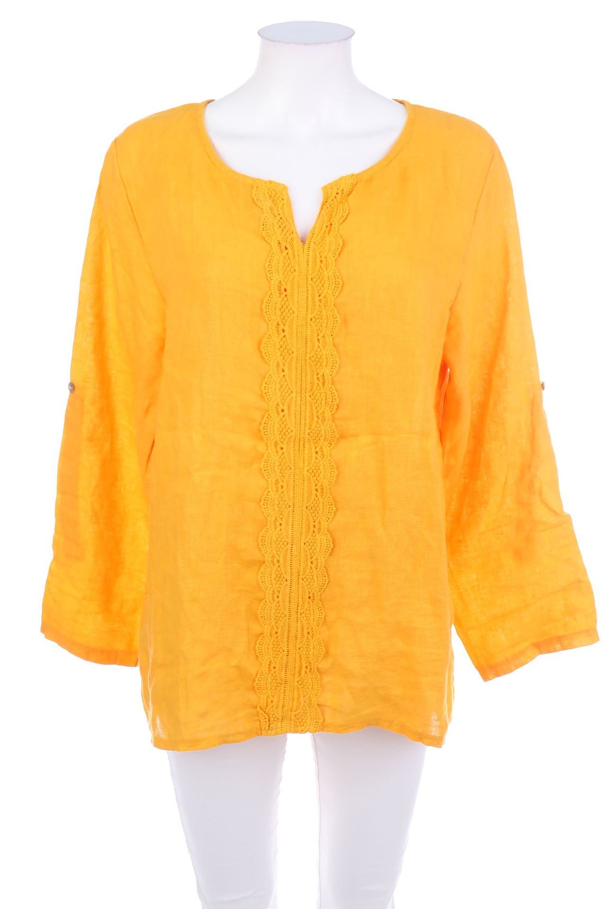Terzo Millennio - Leinenbluse mit Spitze - XL