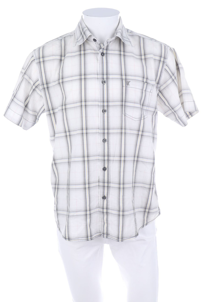 TOM TAILOR - Tartan-Kurzarm-Hemd mit Print - M