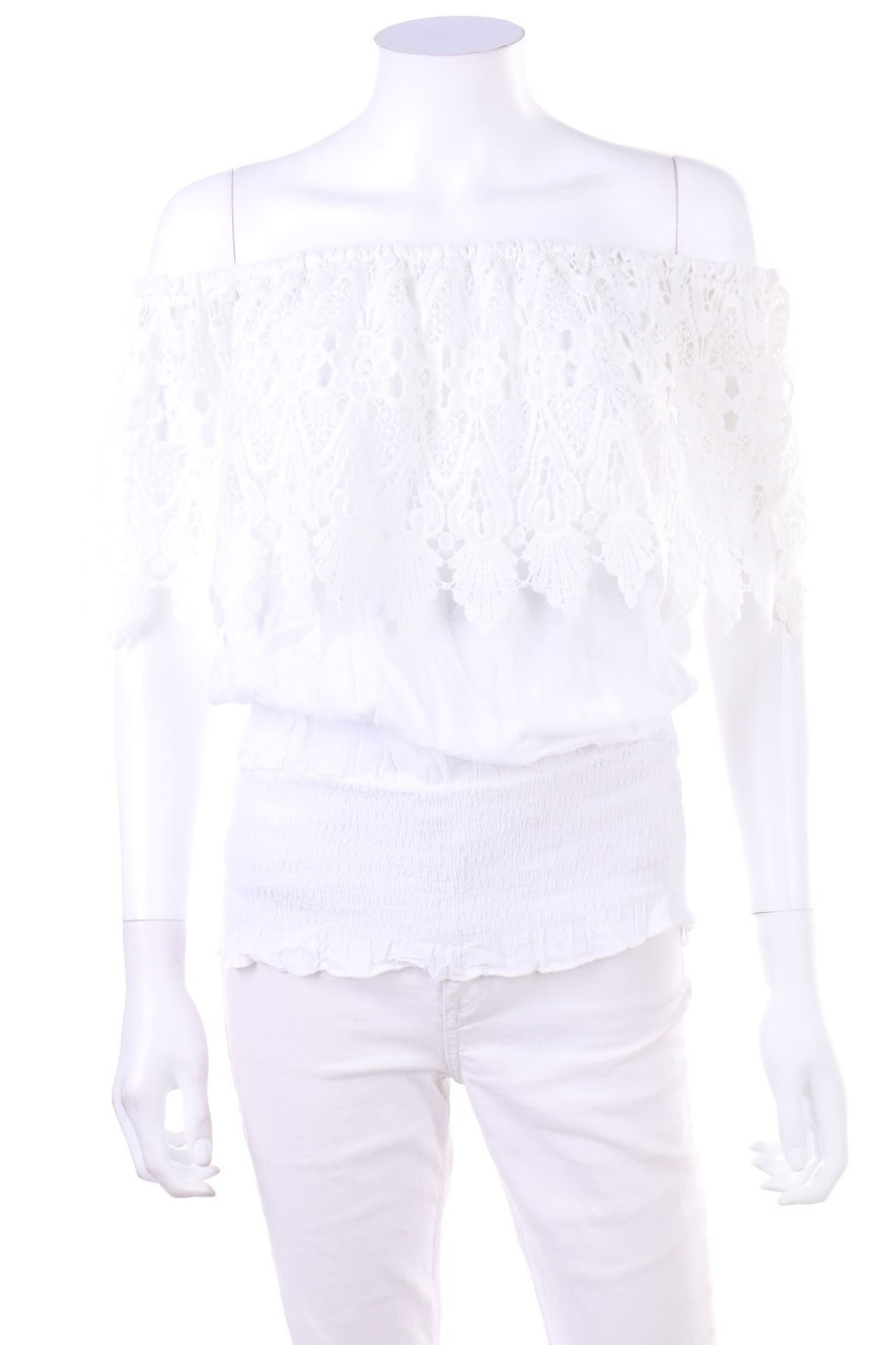 COLLOSEUM - Carmen-Bluse mit Spitze - M