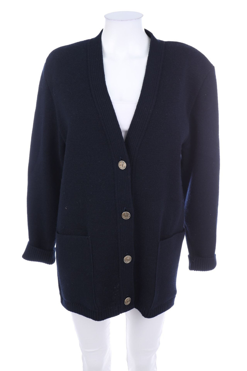 TRICOMER - Schurwoll-Cardigan im Marine-Stil - D 42-44